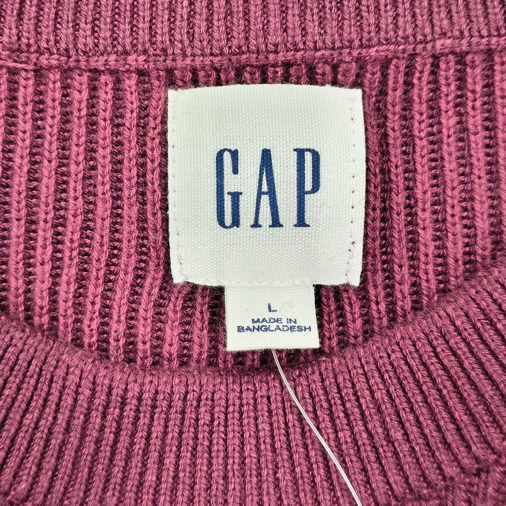 Gap Sweater Mens Large Burgundy Ribbed Crewneck Cotton Pullover Preppy NWT - Picture 6 of 10